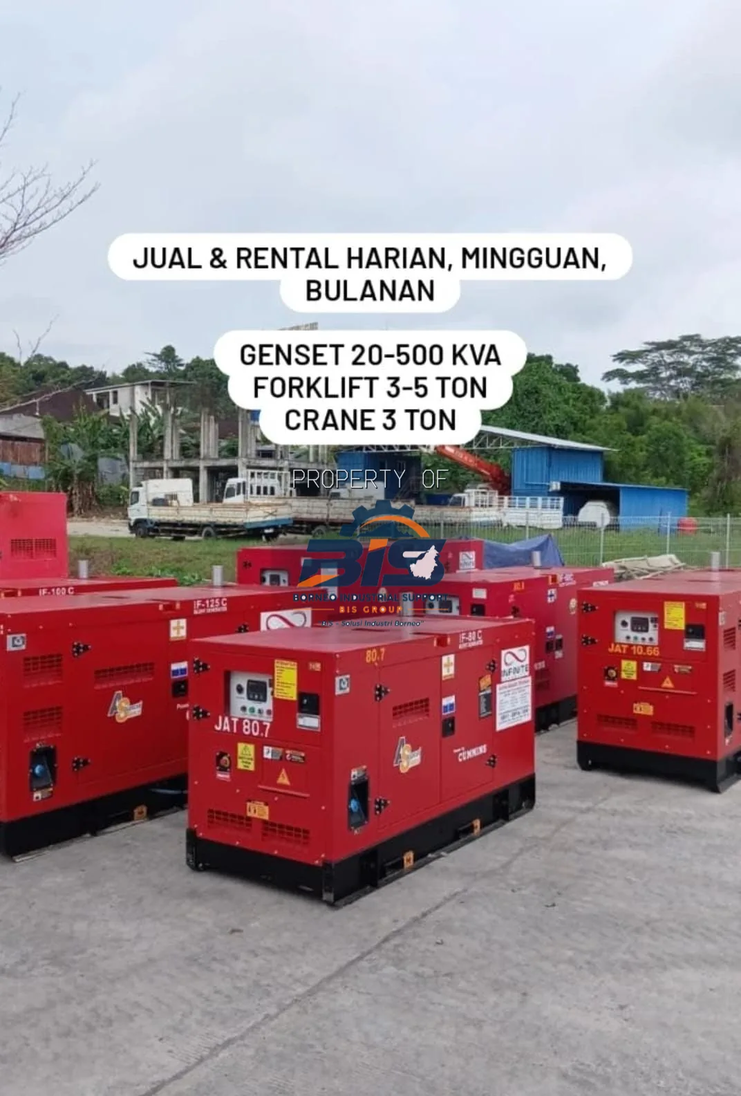 Armada genset silent canopy 20 sampai 500 kVA yang tersedia untuk dijual dan disewakan di Balikpapan